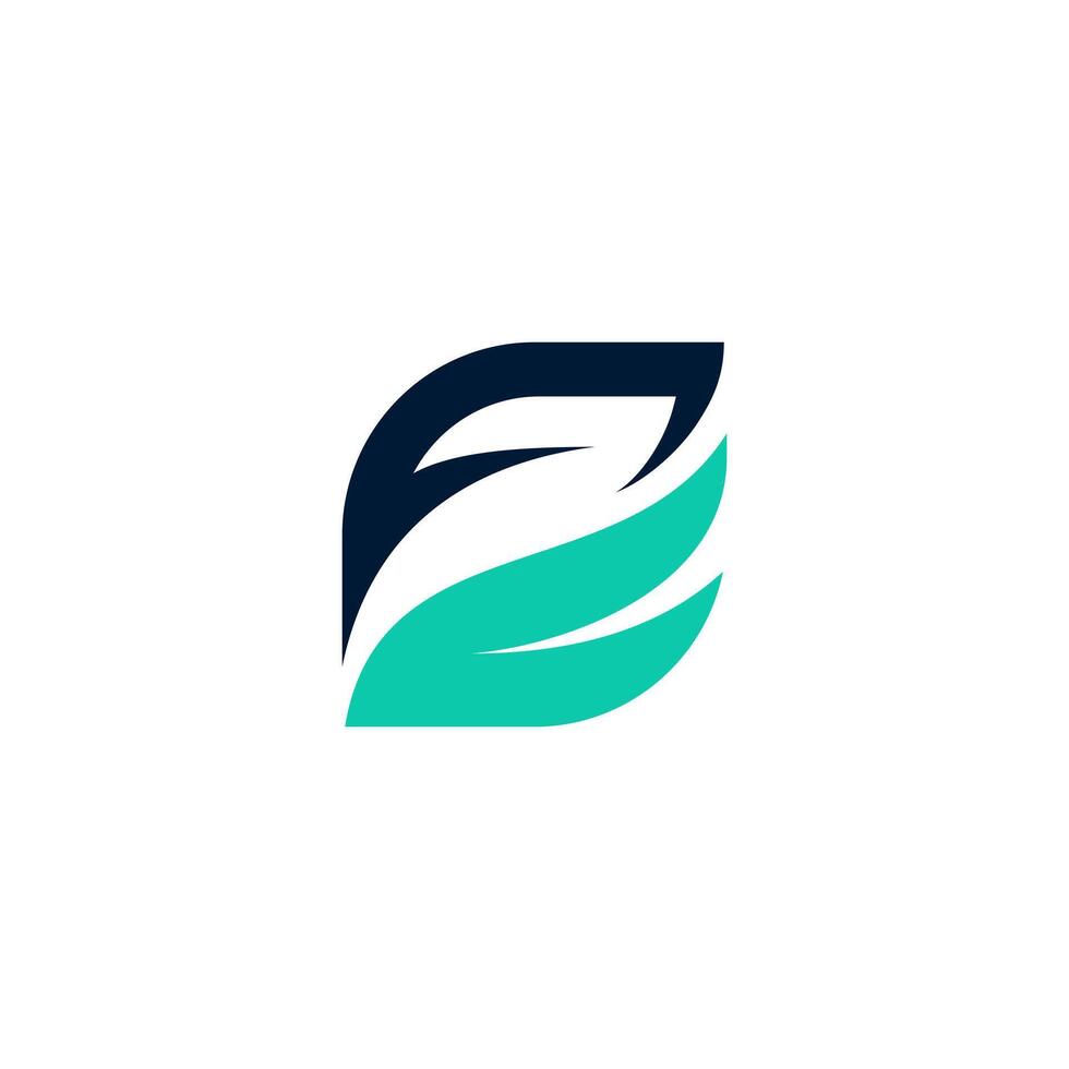 F letter logo,with leaf shape design, flat editable vector
