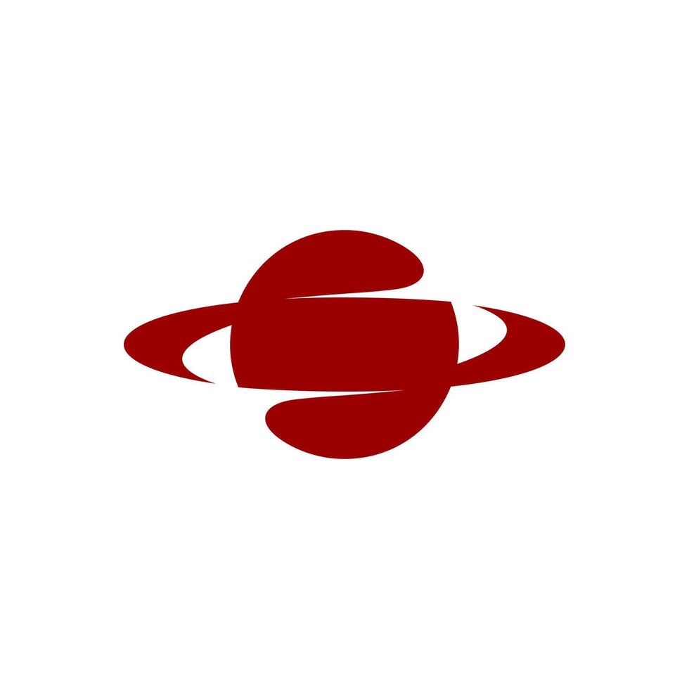 red planet Space abstract eclipse S Letter logo vector