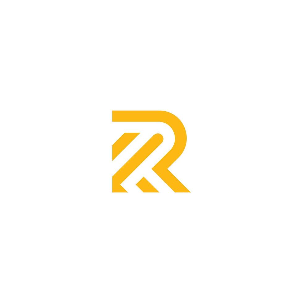 Letter R Logo line initial, Flat yellow vector