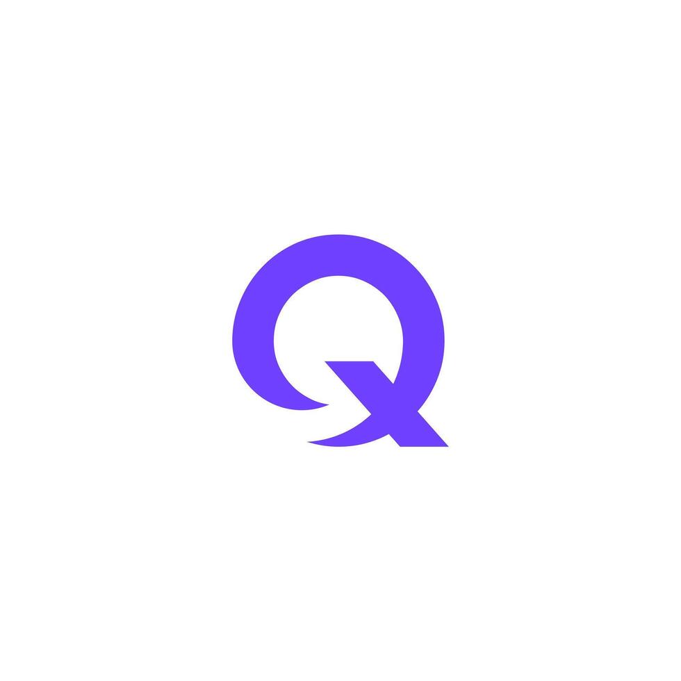 Q letter logo minimaslit purple simple vector
