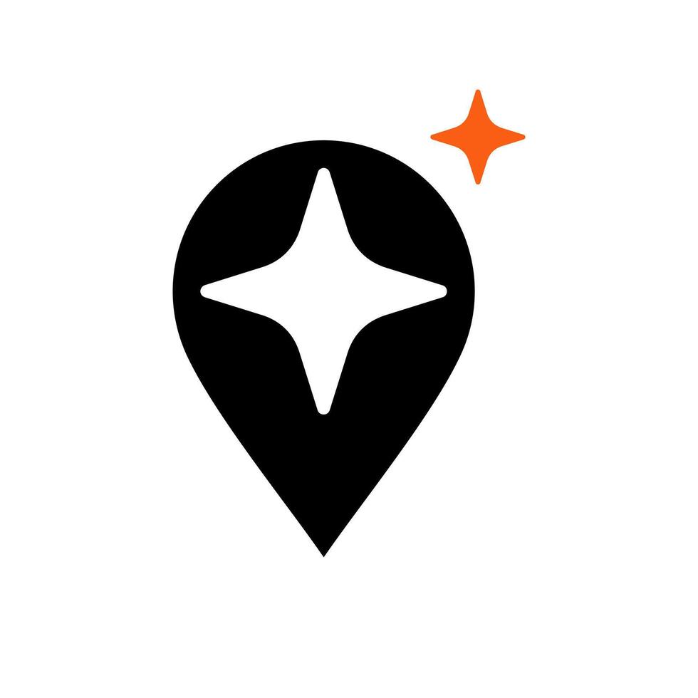 Pin place icon stars light or logo isolated sign symbol illustration - high quality black and color style icons vector