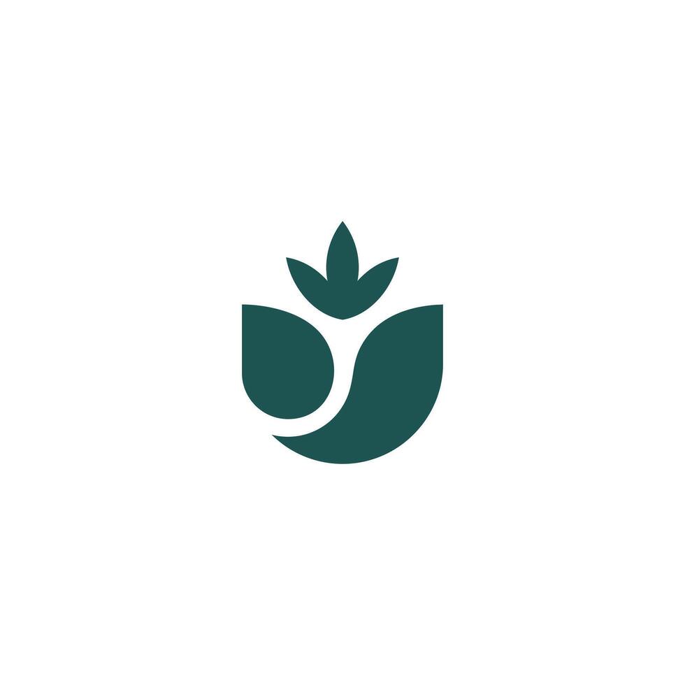 Tulip simple leaf logo, green color illustration vector