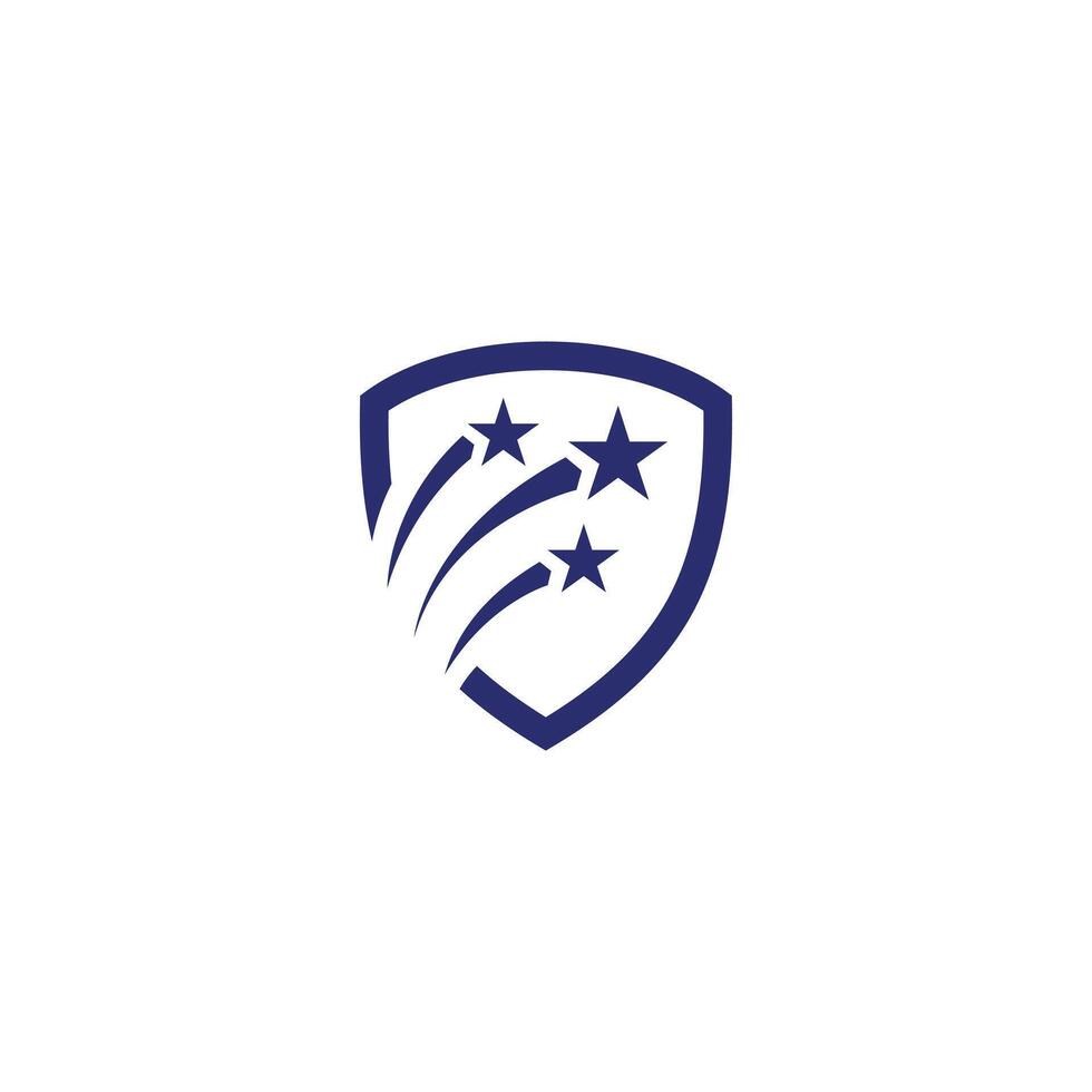 shield stars logo, line abstract connecting security vector