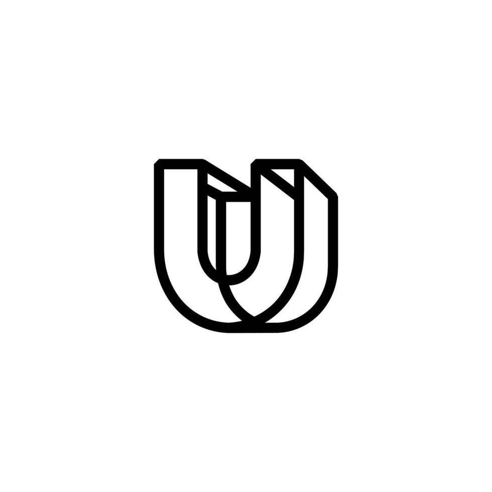 letter U monoline 3d geometric logo vector