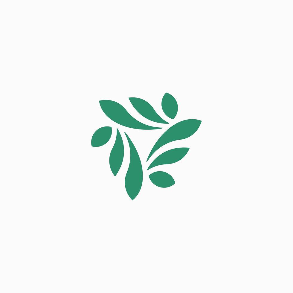 Abstract three leaf logo. leaf icon dynamic green color vector