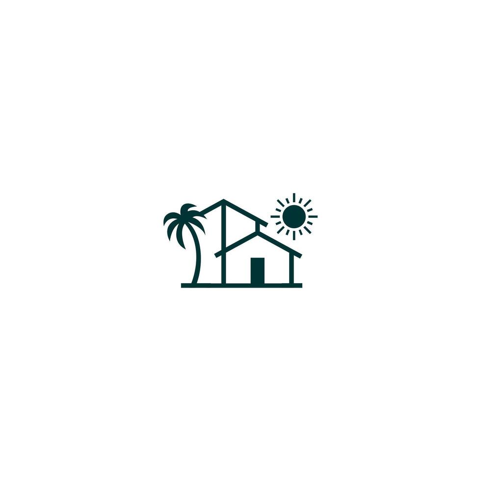 Palm house minimalist logo design icon illustration lineart vector