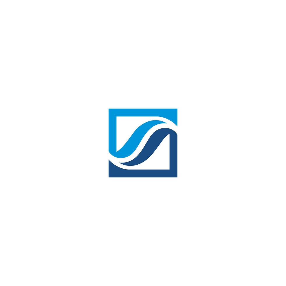 wave minimalist logo, modern luxury blue vector
