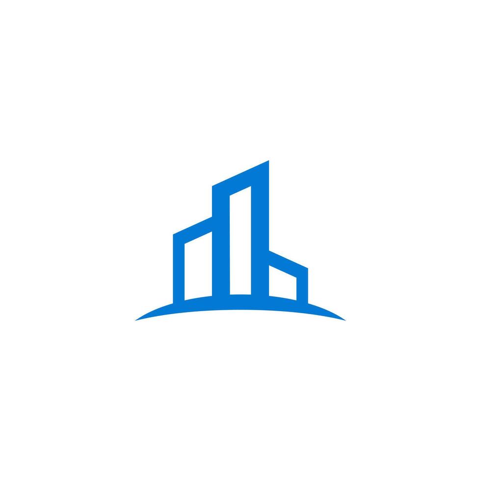 Simple blue building design and construction logo. The symbol for construction, apartment, and architect. premium logo design . vector