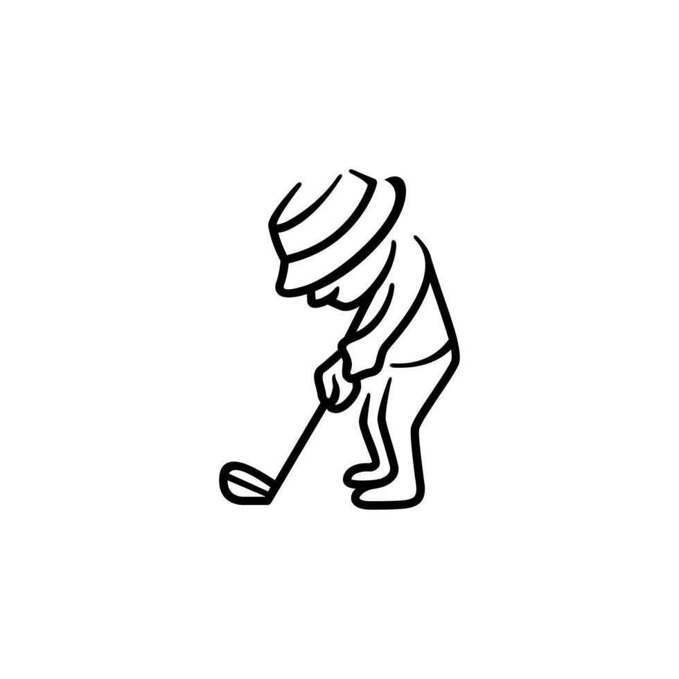 Golf Player Black and White line. Collection of Different Golf Player Poses, Perfect for Logos vector