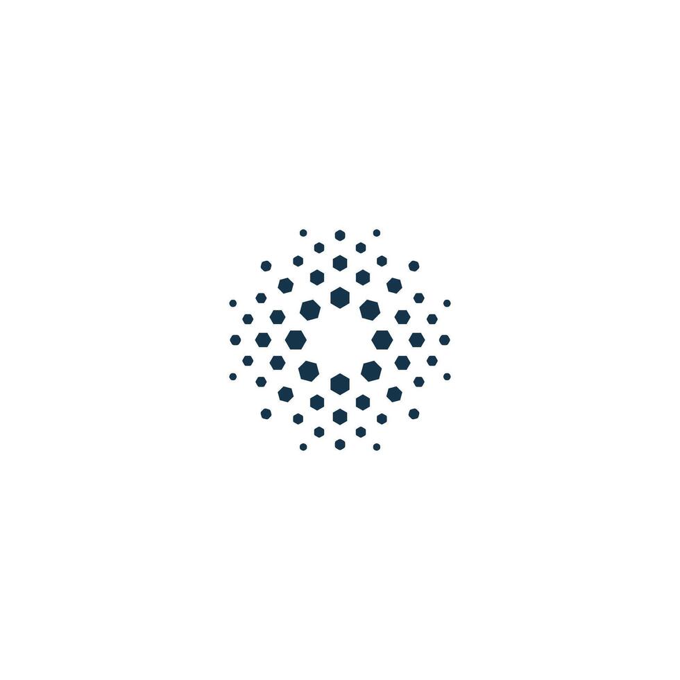 abstract radian dot hexagon geometric icon vector