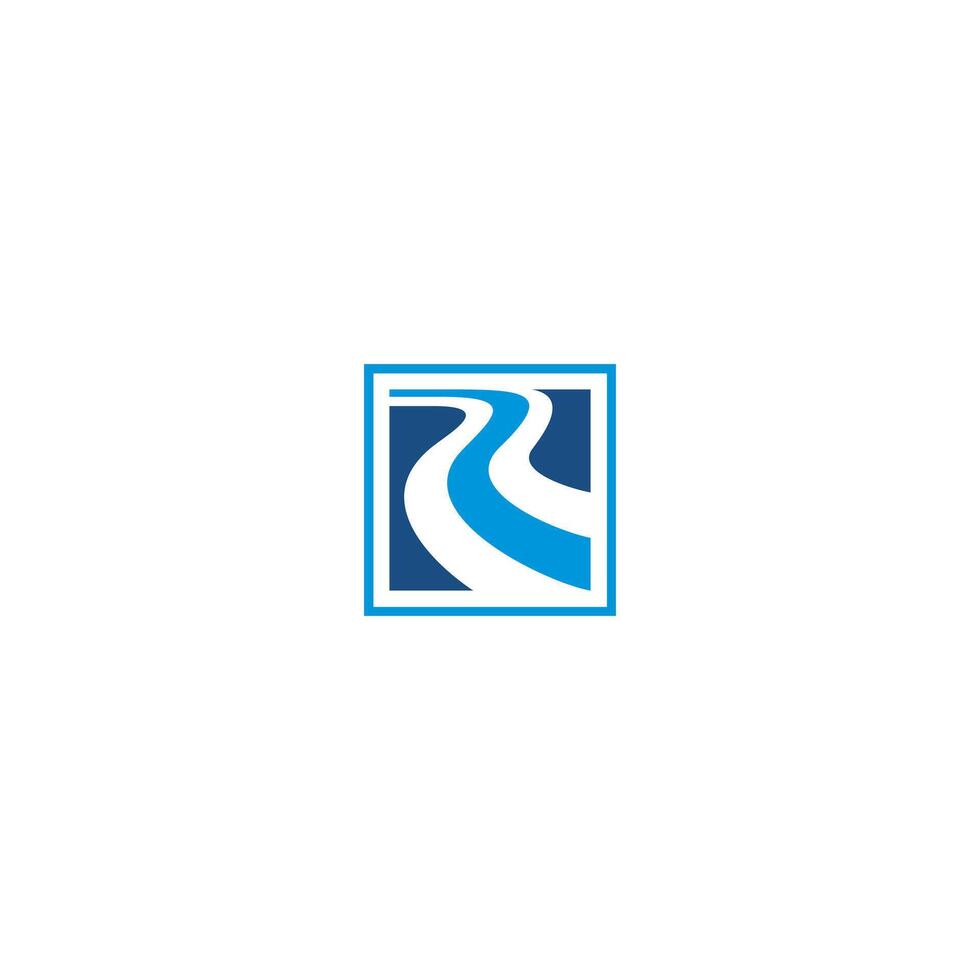 Letter R river square blue two color vector