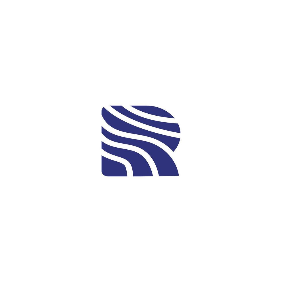 R letter logo, water line wave R, land structure waves vector