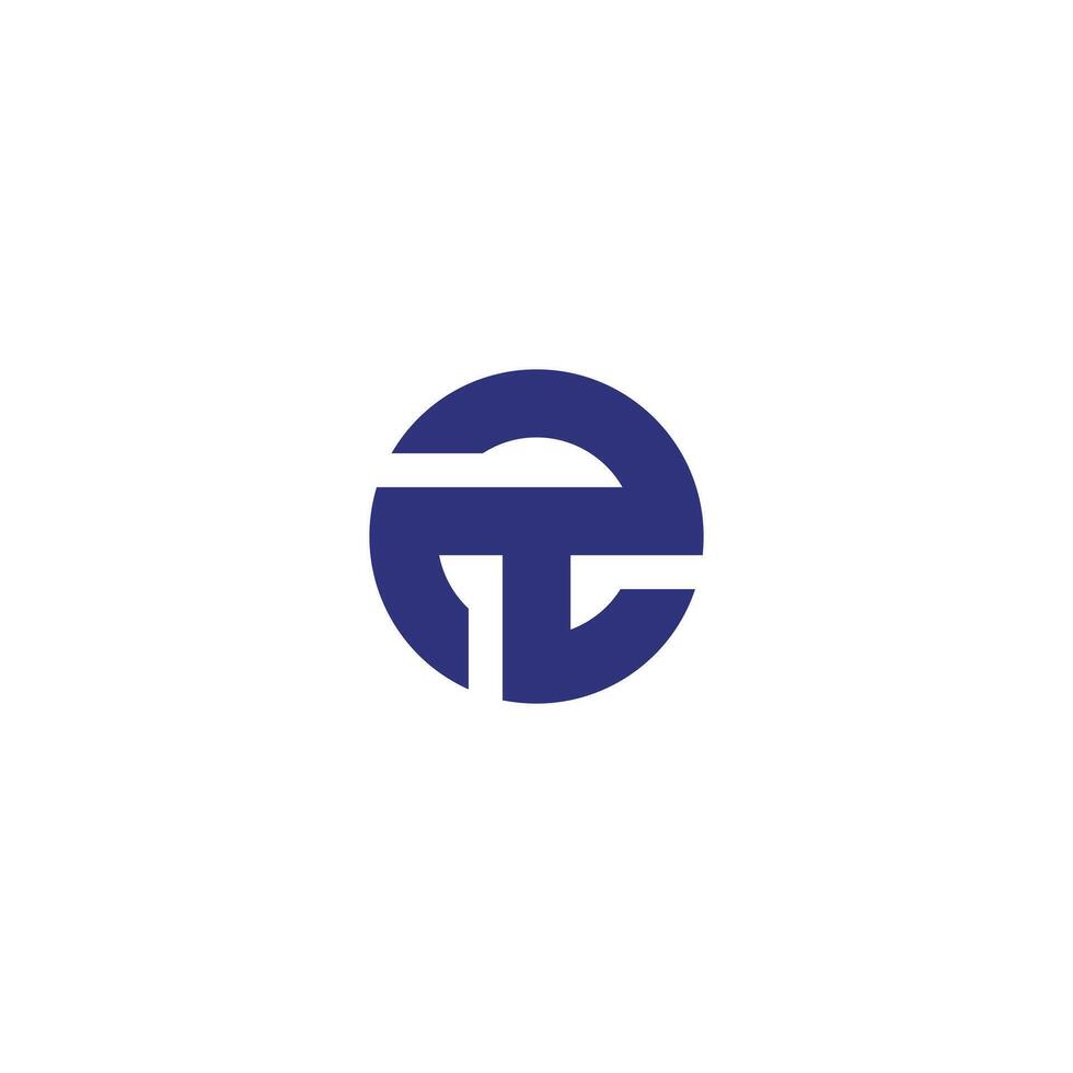Circle T letter in monogram flat logo vector