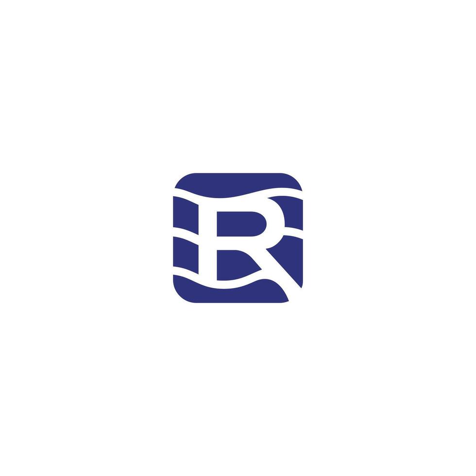 R logo in square box, R in converging waves vector