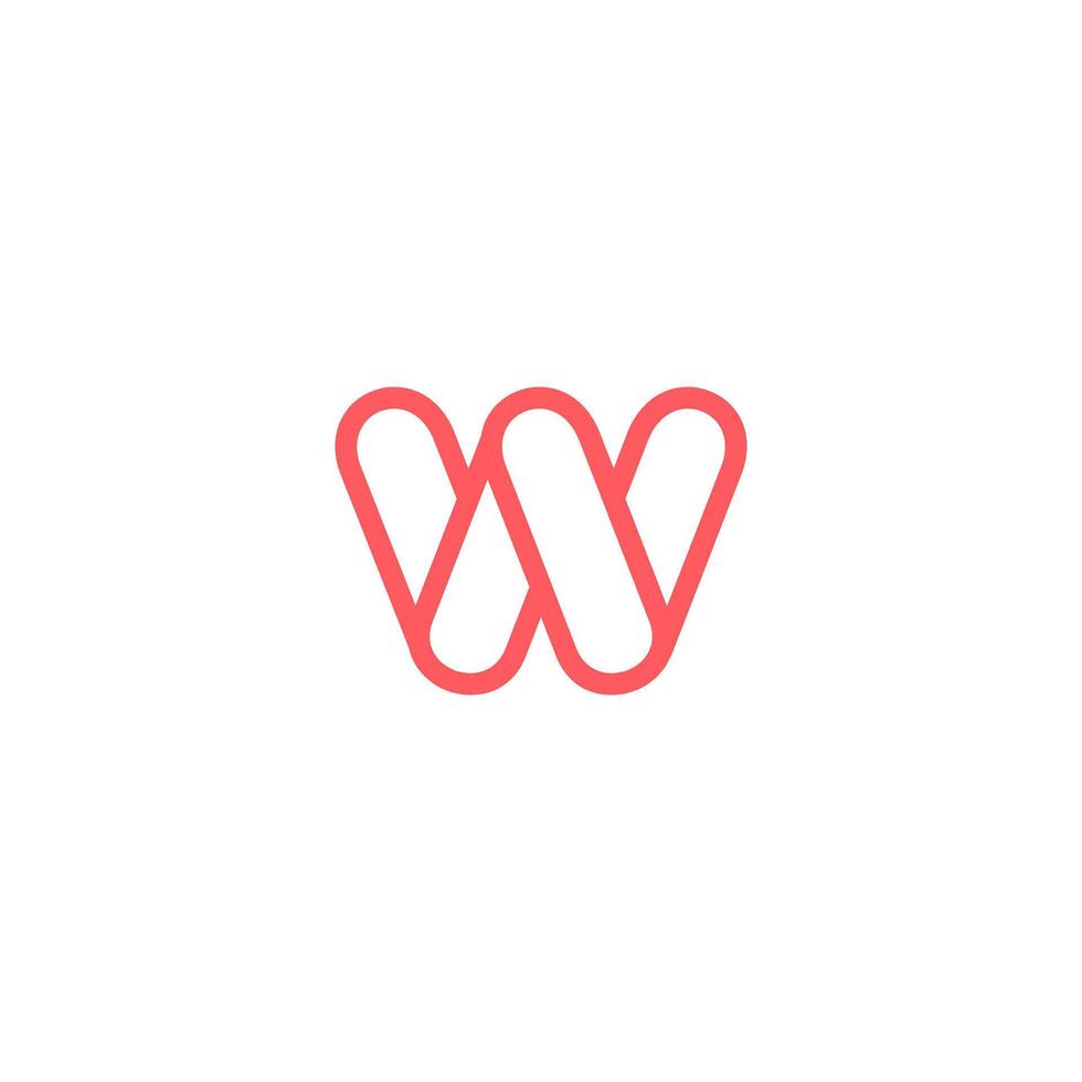 W logo circle design, line style template concept design. illustrations vector