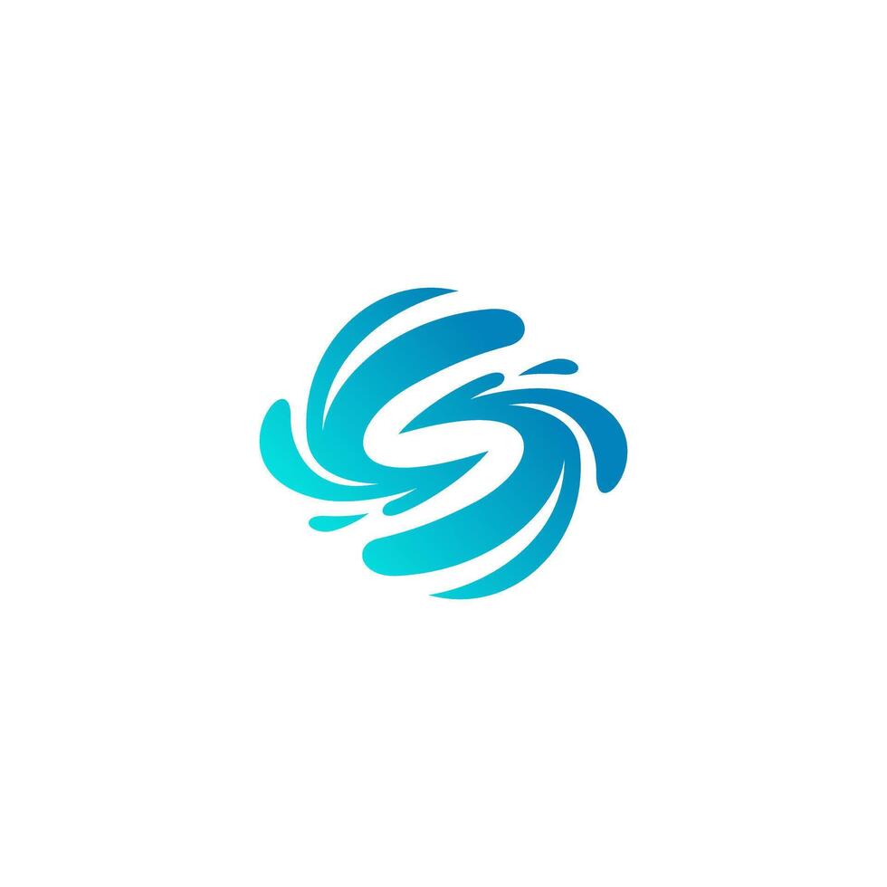 S abstract water Logo Splash flat design for your business vector