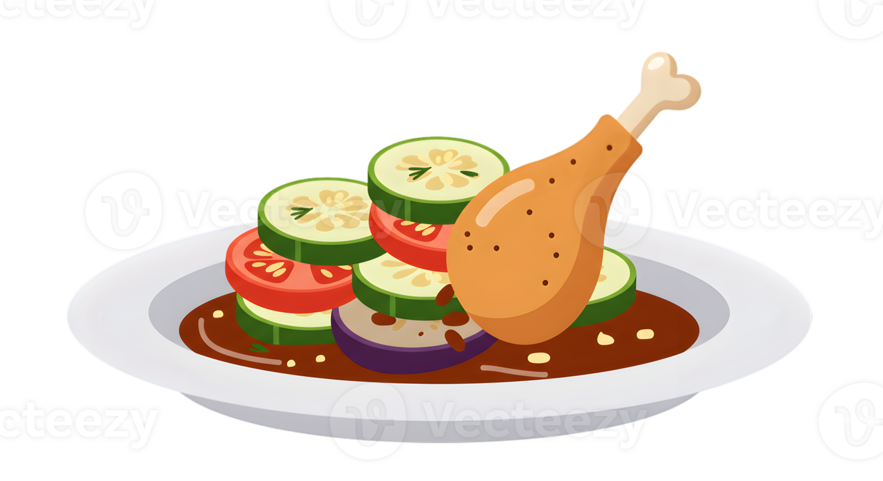 Pixelated Chicken Dinner with Vegetables png