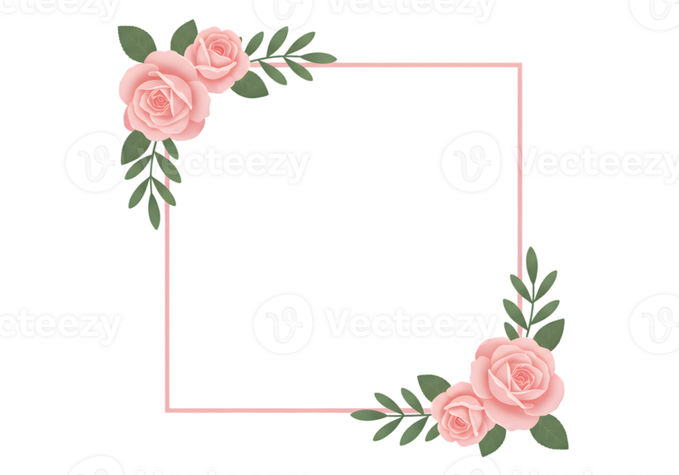 Pink Floral Square Frame Design png