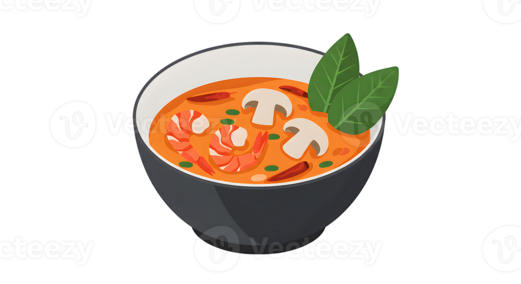 Thai curry soup with shrimp and vegetables png