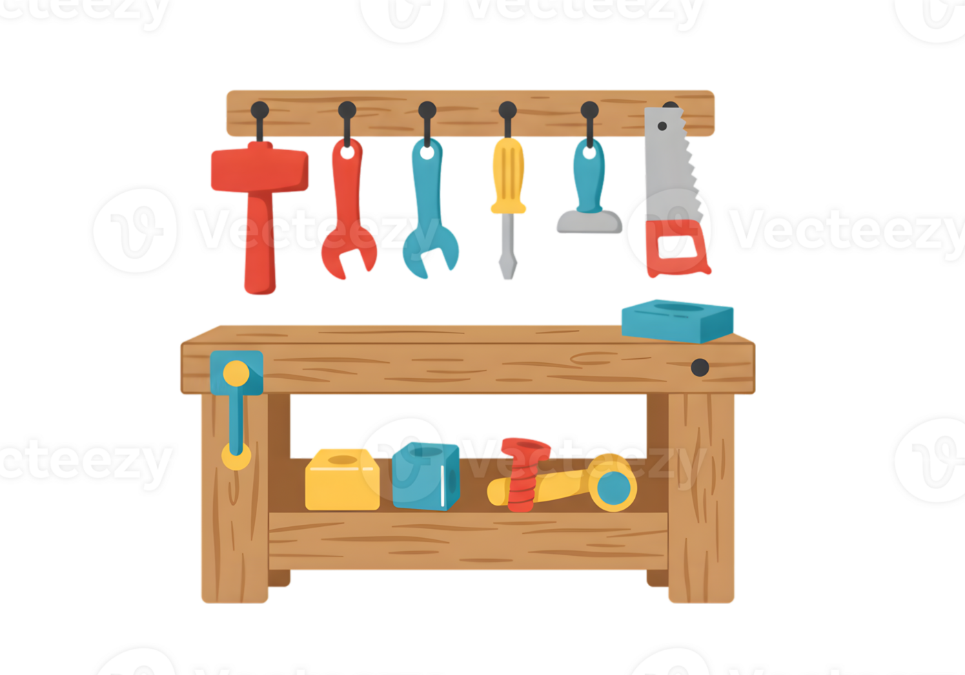 Pixel Art Wooden Workbench With Tools png