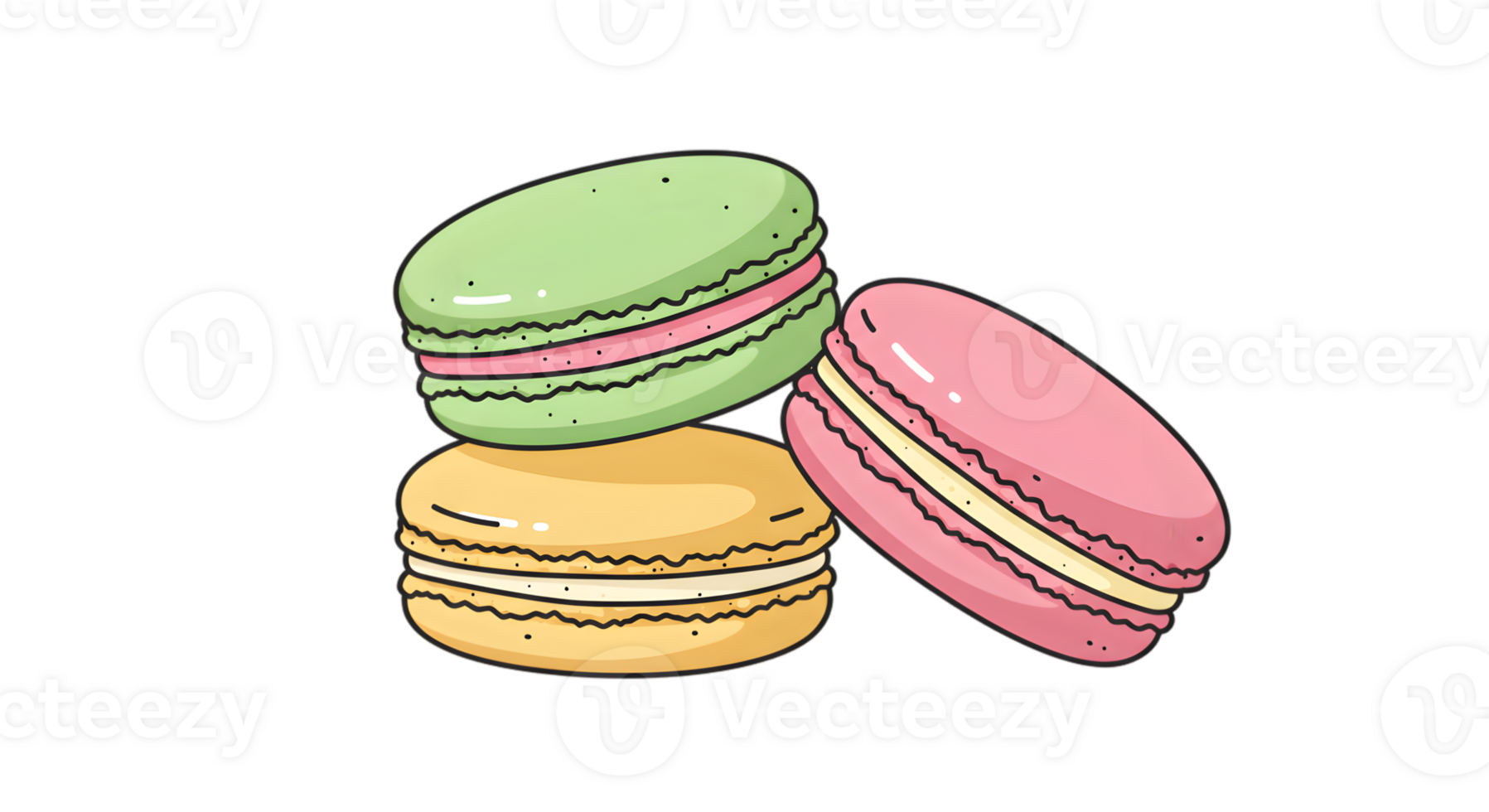 Three Colorful Macarons png