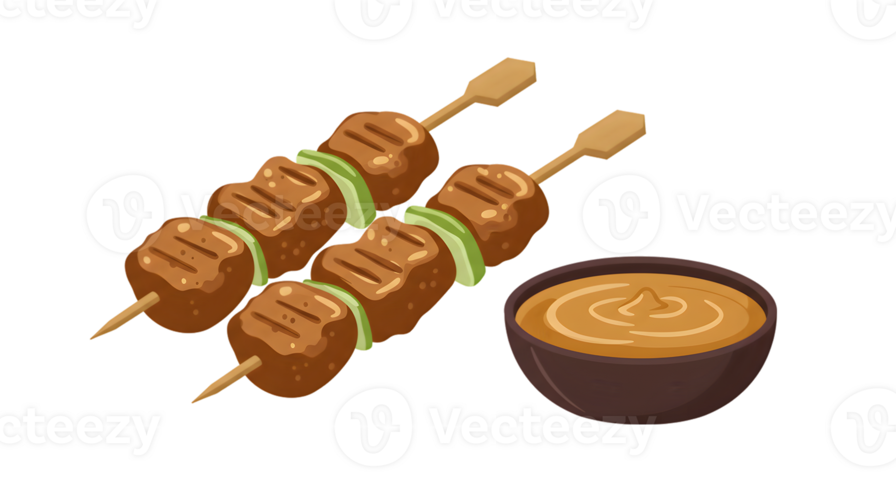 Grilled Satay Skewers with Peanut Sauce png