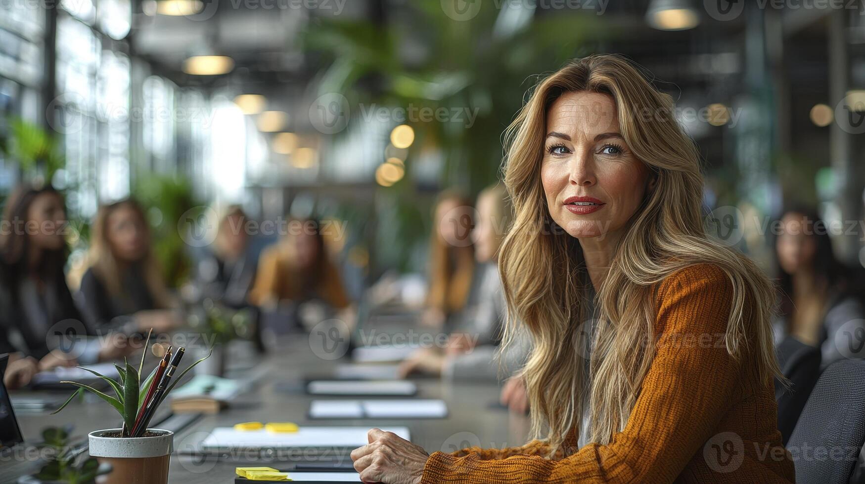 CEO Speaking to Team in Modern Office Environment with Focused Audience photo