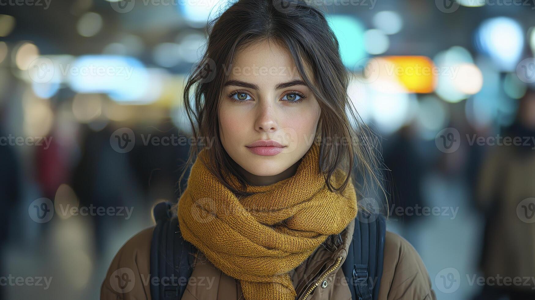 Confident Businesswoman Portrait in Urban Environment with Vibrant Background photo
