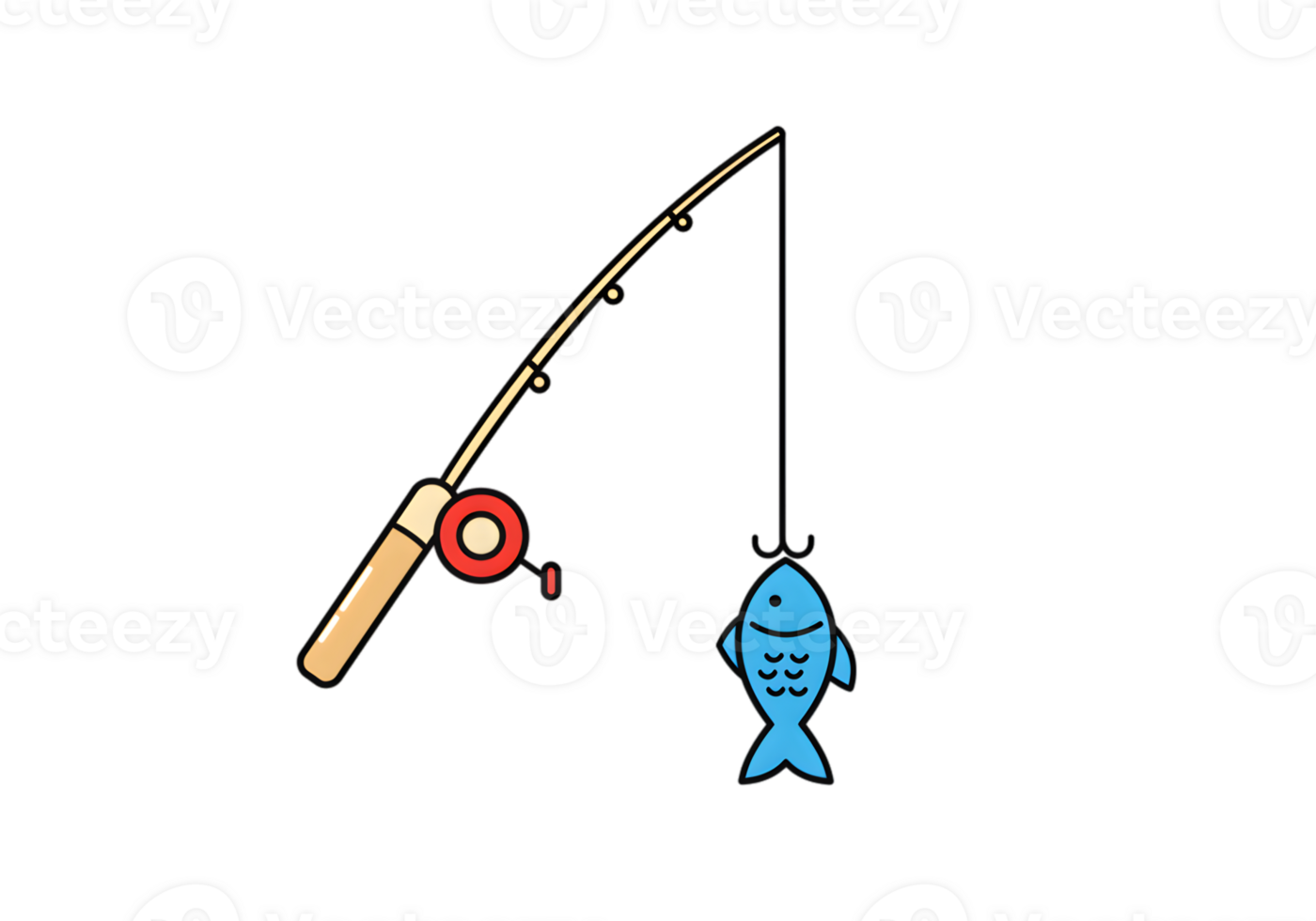 Simple Fishing Rod With Catch png