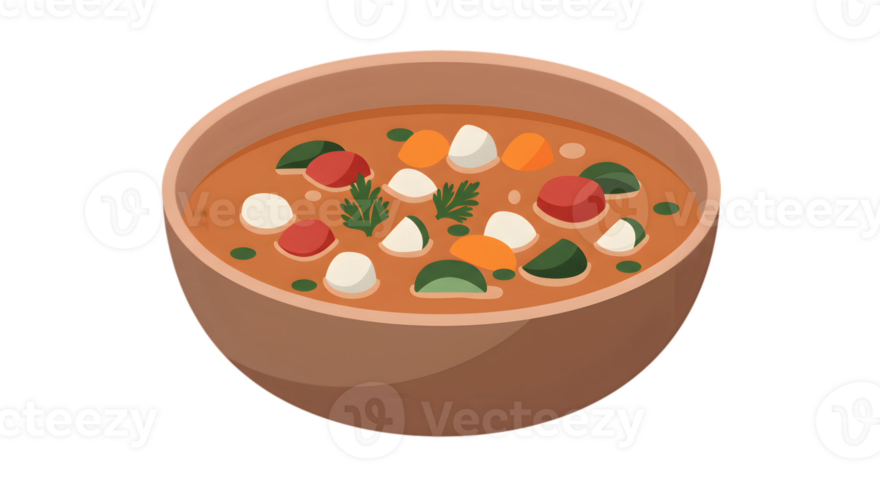 A bowl of soup with vegetables and meat png