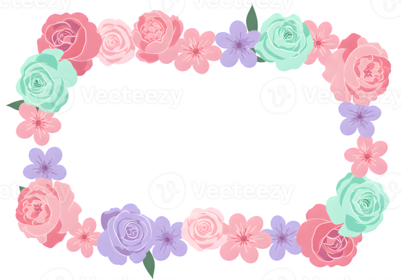 Pastel Floral Frame Border Design png