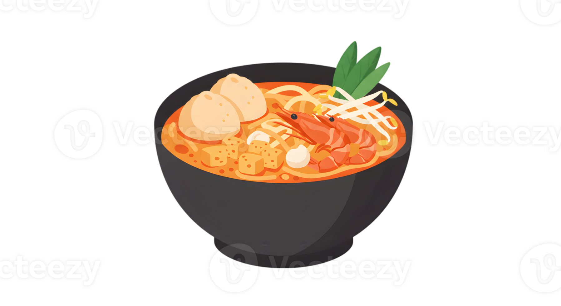 Delicious Asian Noodle Soup In Bowl png