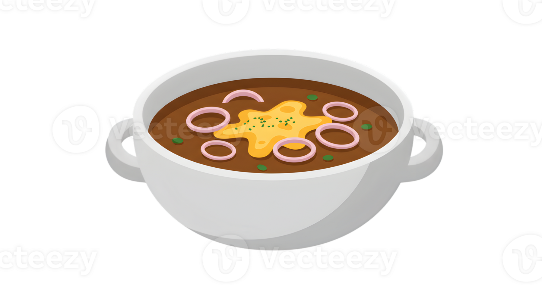 Pixelated Bowl Of Brown Soup With Toppings png