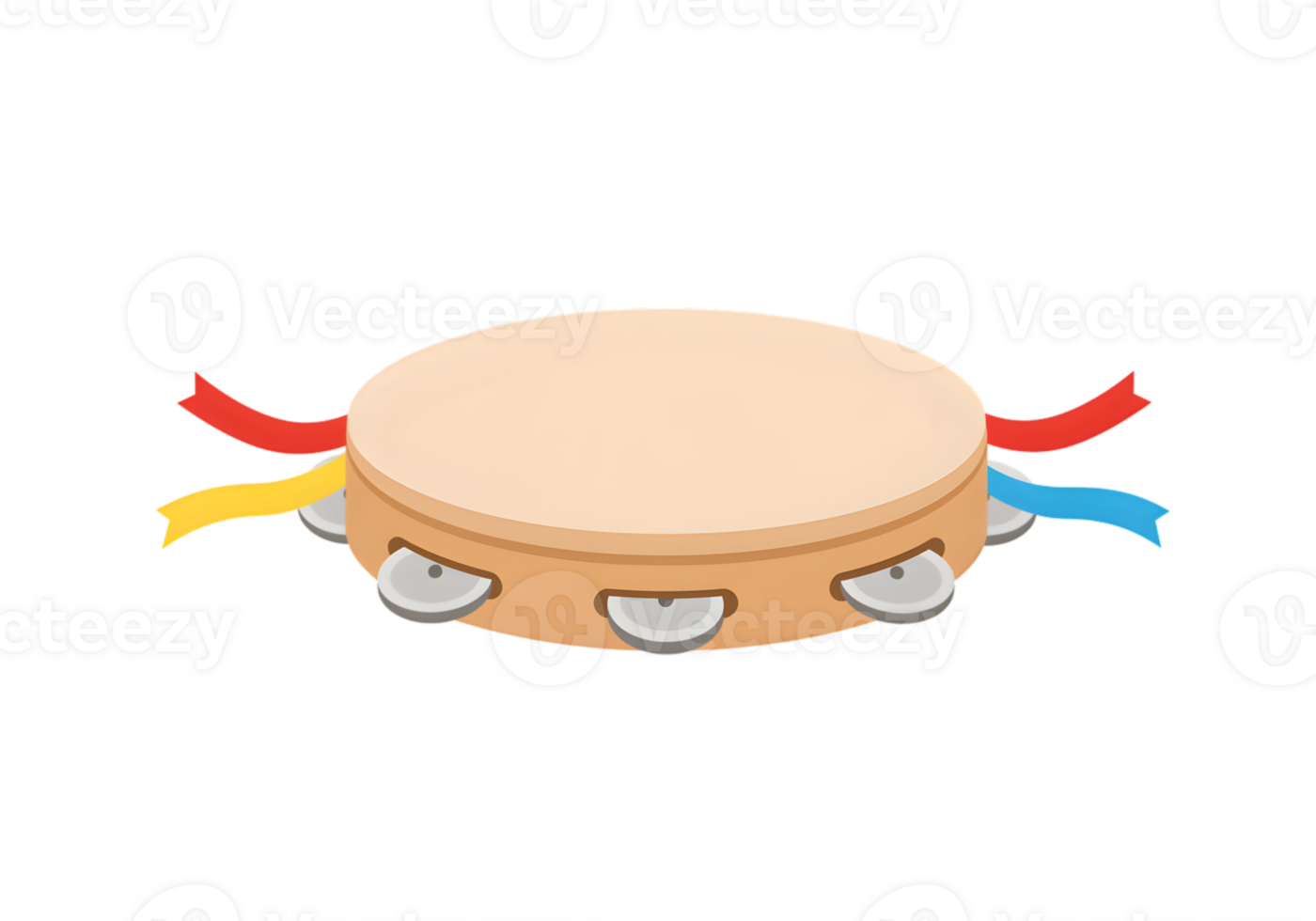 Colorful Tambourine With Ribbons png