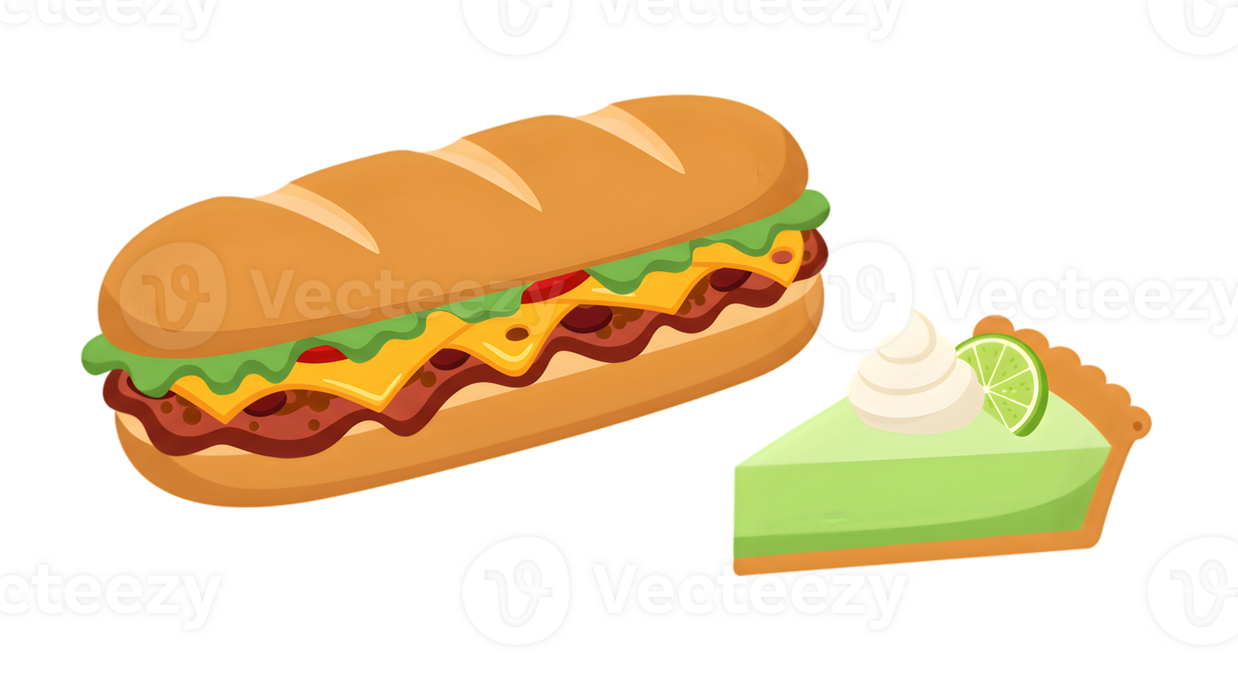 Pixelated Sub Sandwich And Lime Pie png