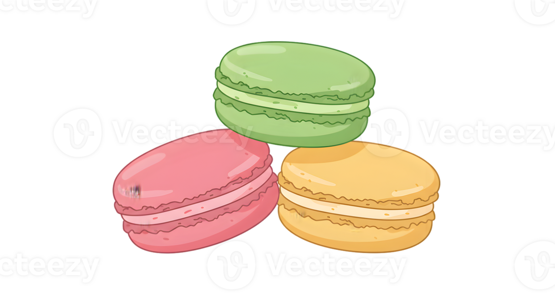 Three Colorful Macarons Stacked png