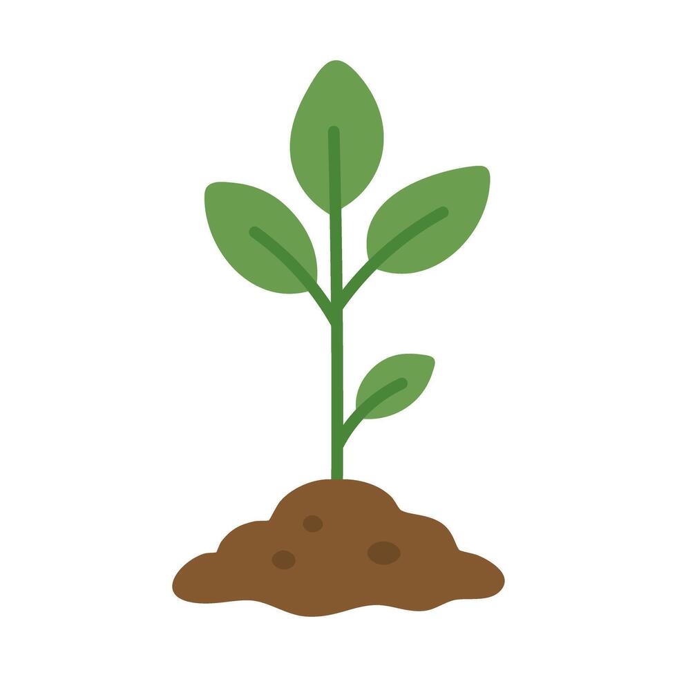 Simple green seedling with leaves growing from soil. Symbol of growth, nature and eco lifestyle. vector