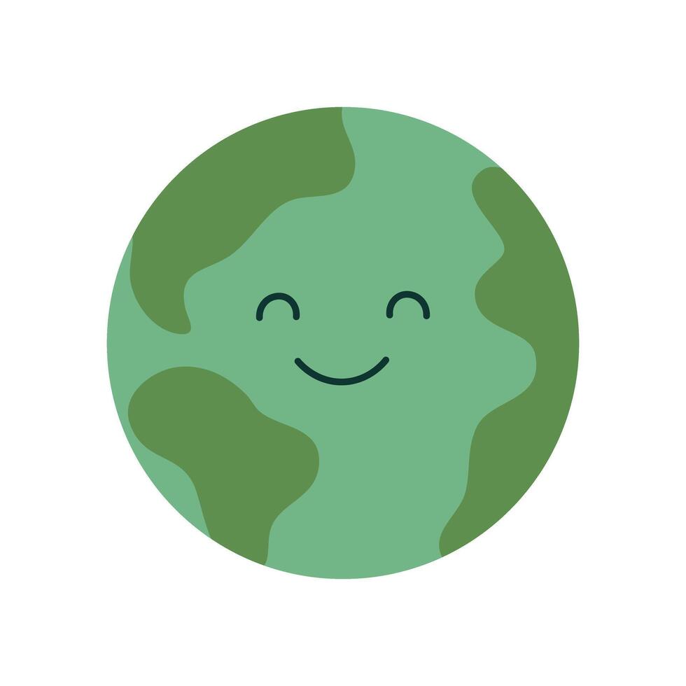 Smiling cartoon planet Earth in flat style. Symbol of nature care and eco awareness. vector