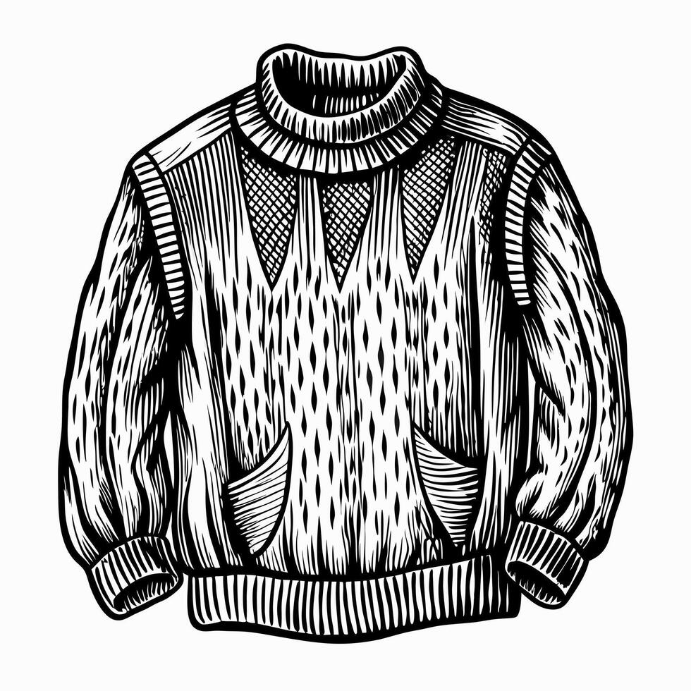 Hand Drawn Cozy Sweater Illustration for Winter Fashion Design Projects vector