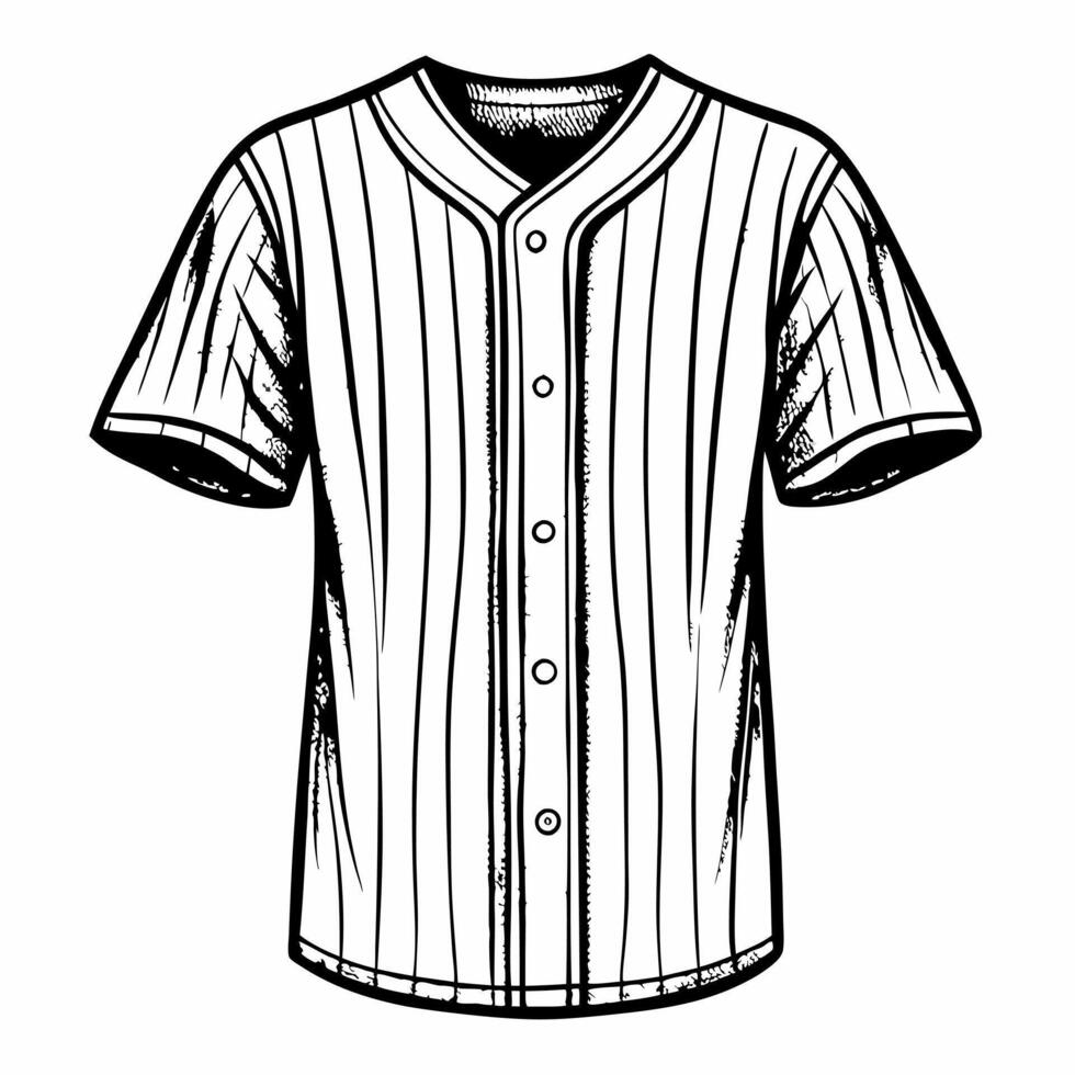 Vintage Pinstripe Baseball Jersey Sketch in Black and White Classic Sportswear Illustration vector