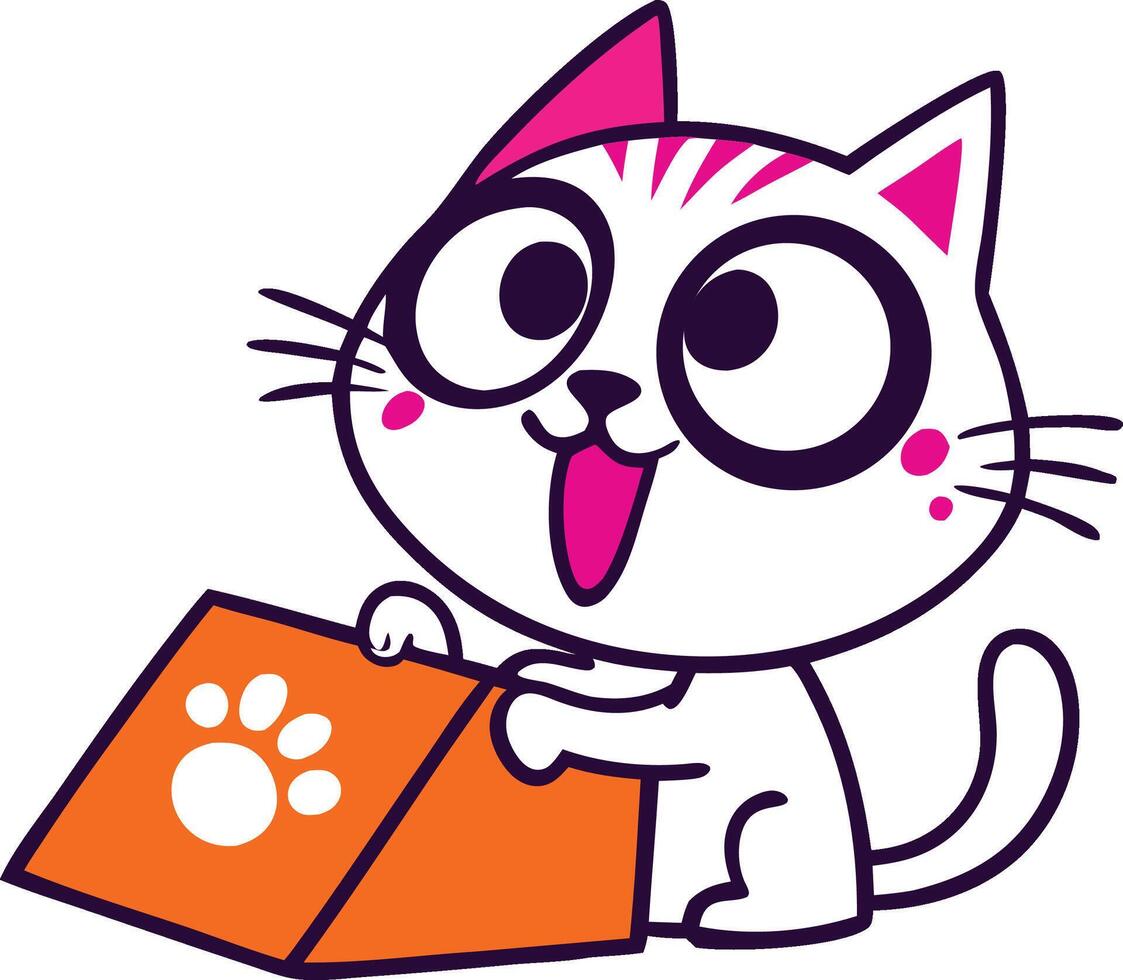 Cute Cartoon Cat Reading a Book vector