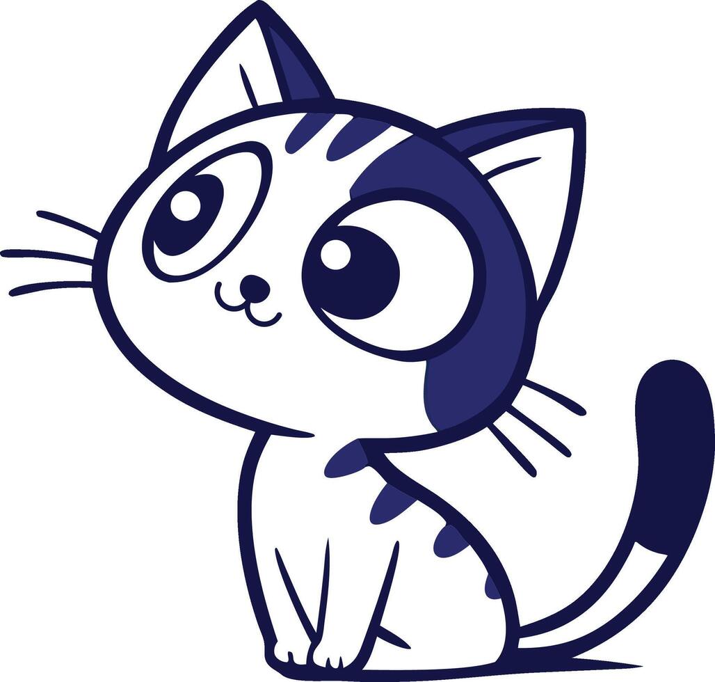 Adorable Kitten with Big Eyes, Playful Feline Face in a Curious Pose vector