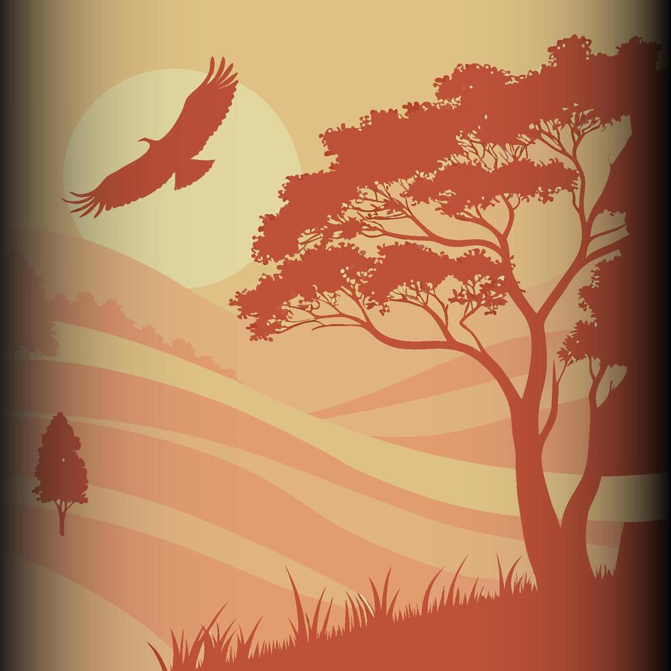 Eagle Soaring Over a Fiery Sunset vector