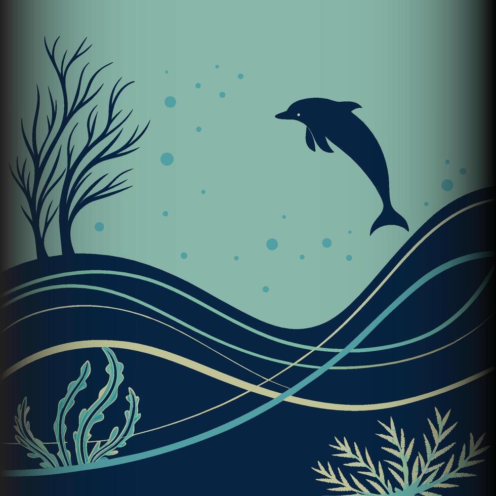 Dolphin Leaping in a Blue Ocean vector