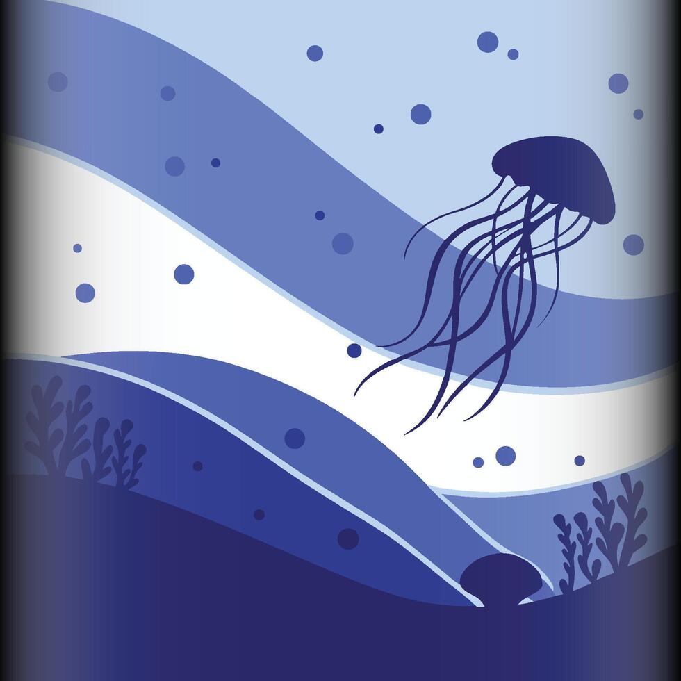 Graceful Jellyfish in a Blue Ocean vector