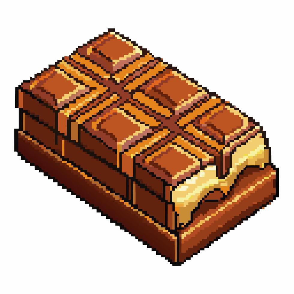 Pixel Art Chocolate Bar with Bite Retro Eight Bit Sweet Treat Illustration vector