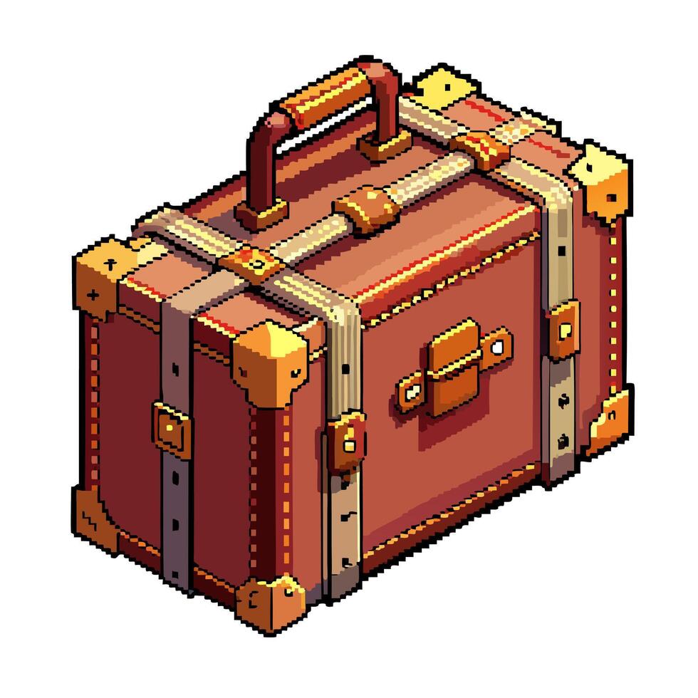 Retro Vintage Suitcase Art with Pixel Style for Travel Design vector