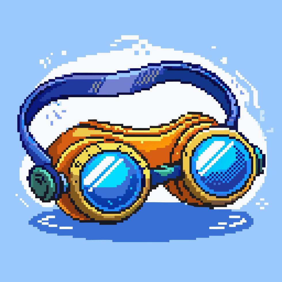 Retro Pixel Art Style Aviator Goggles Illustration vector
