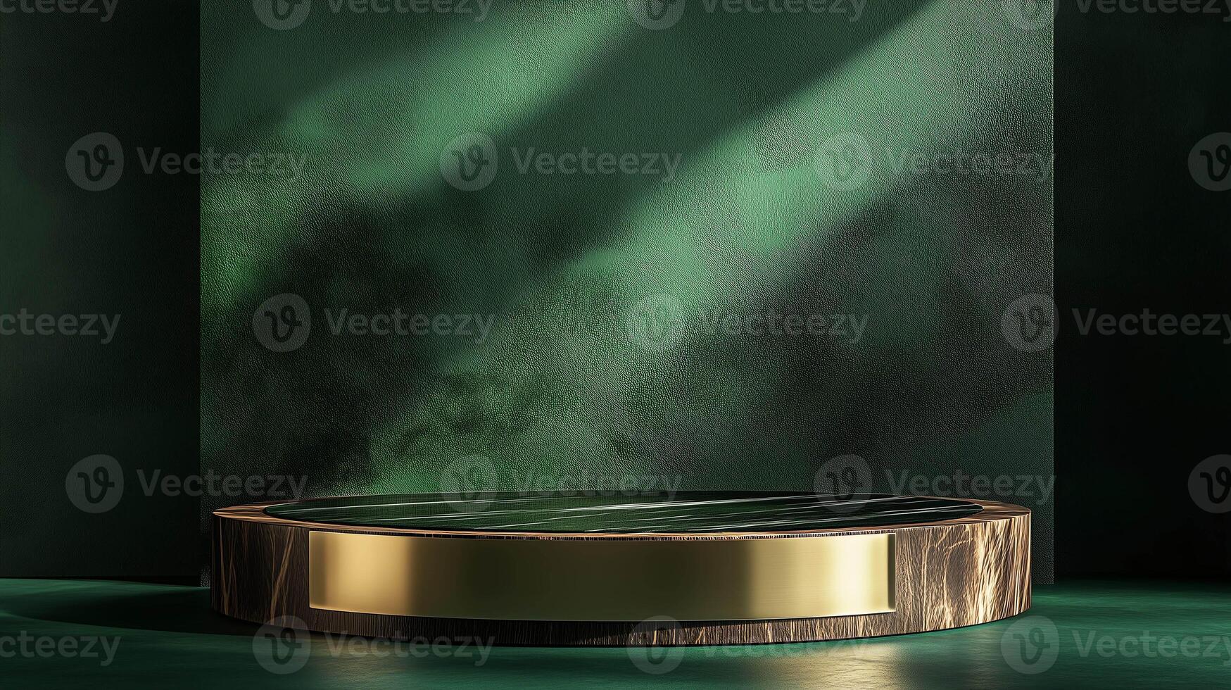 Elegant Display Podium with Green Background photo