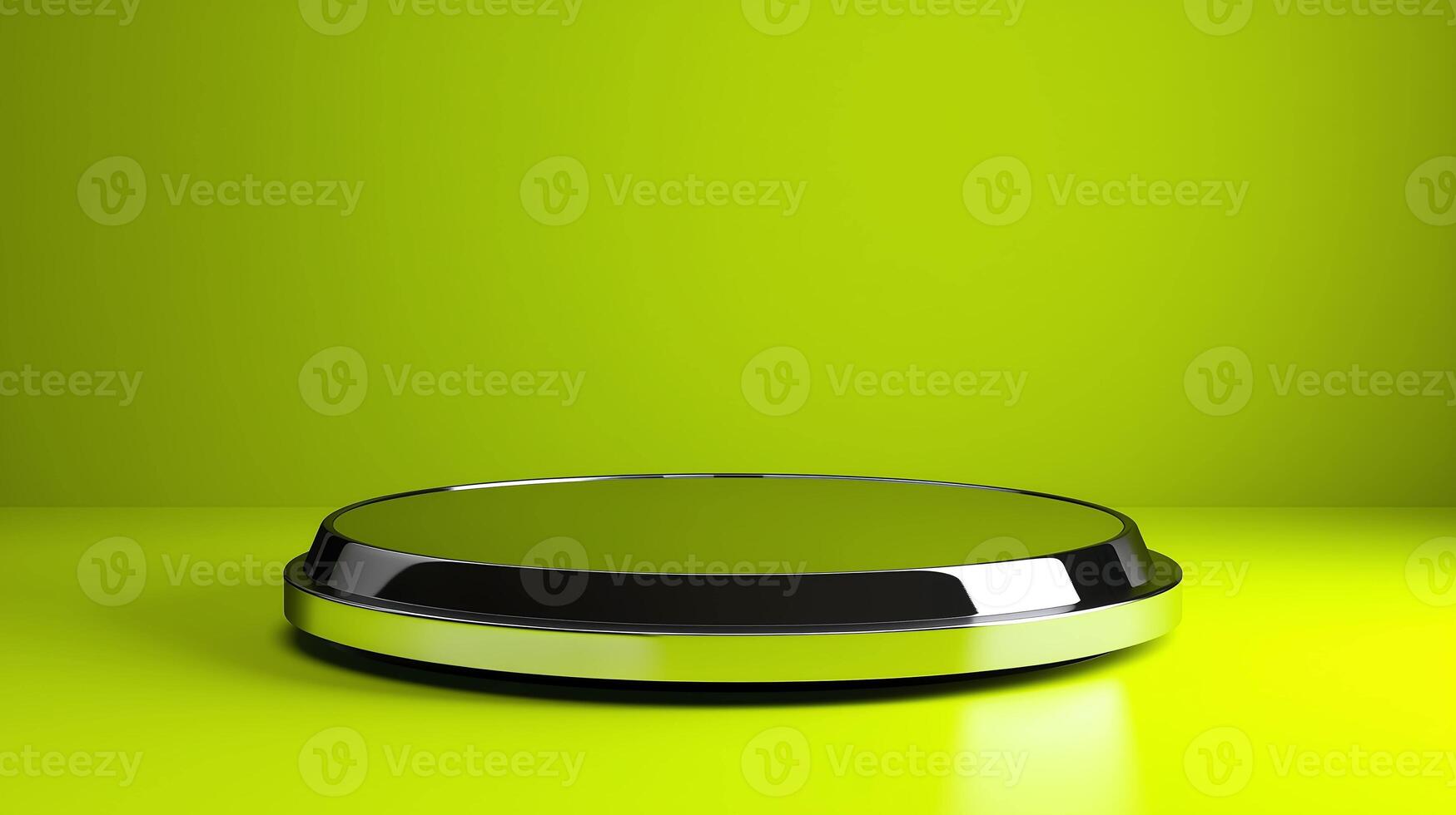 Modern Podium for Fashion Accessories on Green Background photo